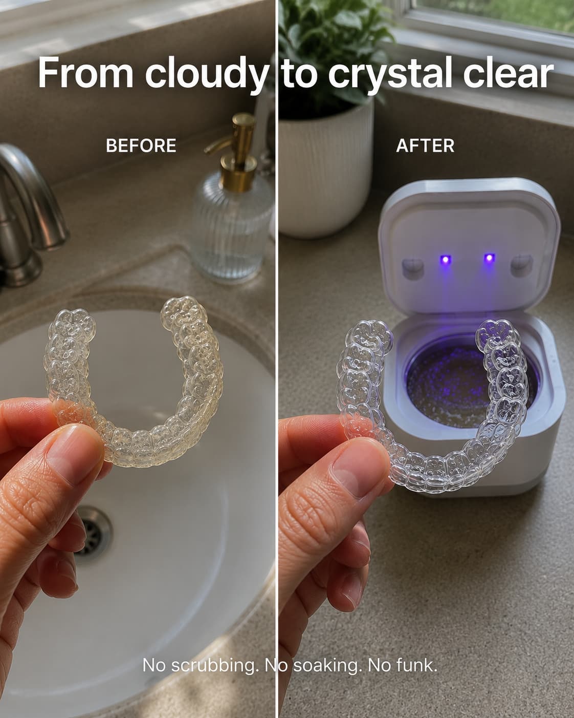 Aurelle ultrasonic cleaner for retainers, aligners and night guards
