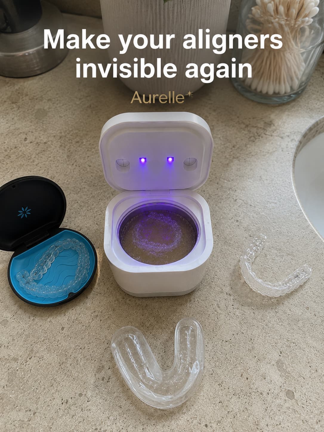 Aurelle ultrasonic retainer and aligner cleaner unit